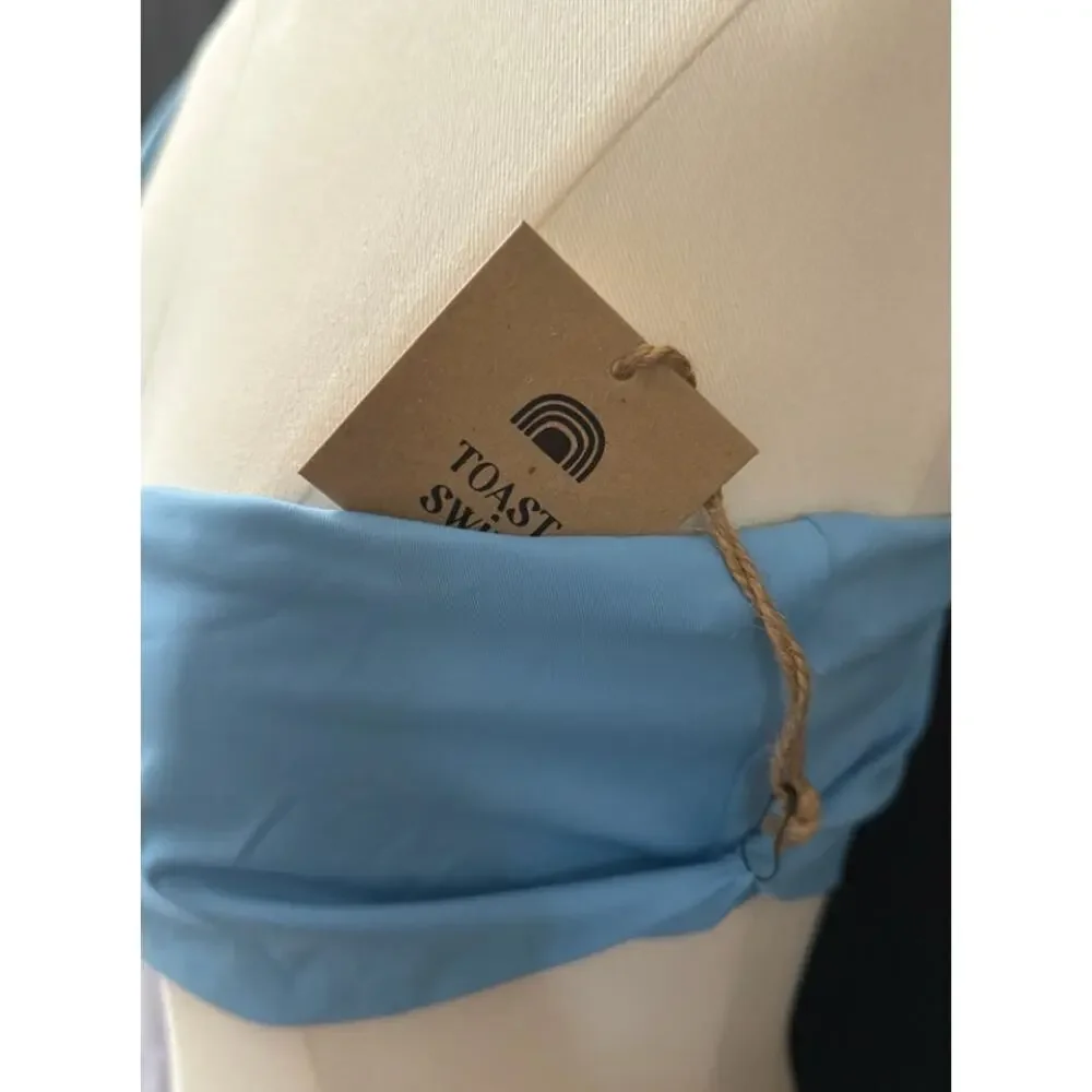 FP Toast Swim One Shoulder Crop Bikini Top Sky Blue Sz Sm